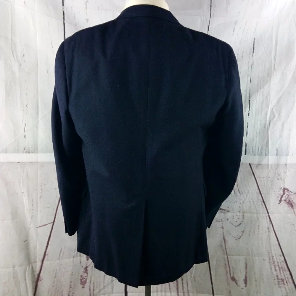 Jos A Bank Clothiers Red Label 44L Wool 2 Gold Button Blue Blazer Sport Coat